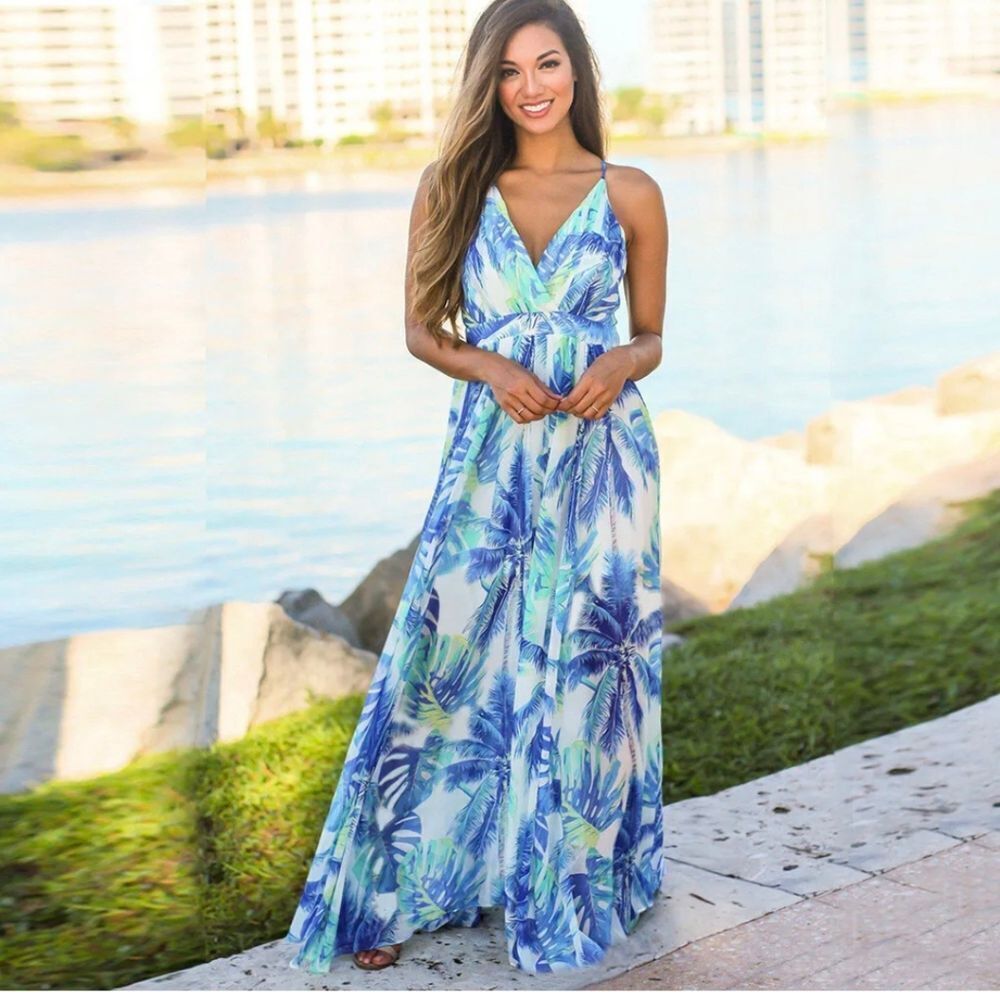 Women Ladies Boho Floral Maxi Dress Cocktail Party Evening Summer Beach Sundress